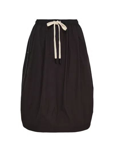 Lee Mathews Callum Drawstring Balloon Midi Skirt In Black