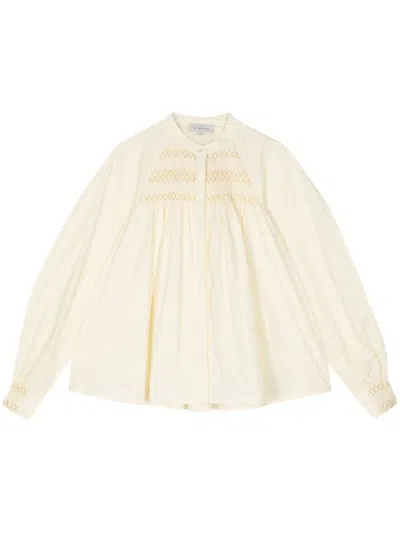 Lee Mathews Capri Smocked Blouse In Neutrals