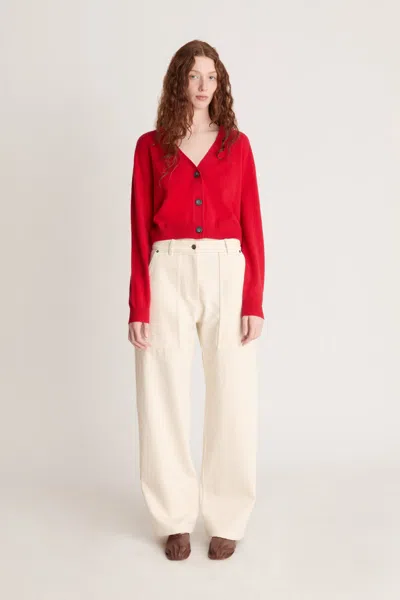 Lee Mathews Cashmere V Neck Cardigan In Red