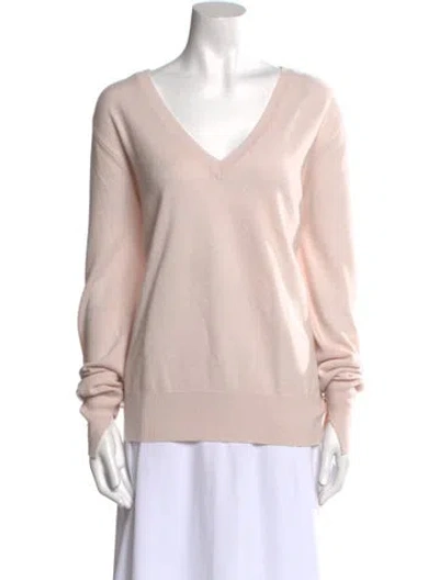 Pre-owned Lee Mathews Cashmere V-neck Sweater In Pink