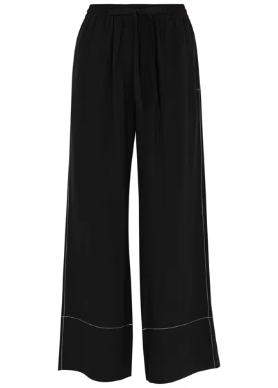 Lee Mathews Cassini Silk Crepe De Chine Trousers In Black