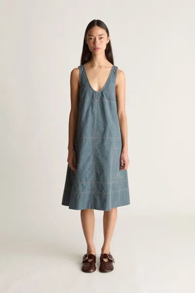 Lee Mathews Cecil Cotton Apron Dress In Airforce