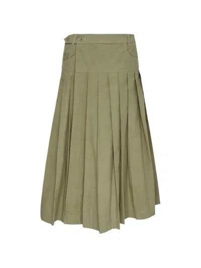 Lee Mathews Cecil Pleated Wrap Midi Skirt In Green