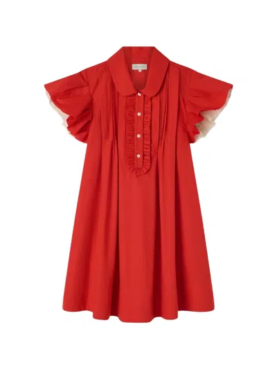 Lee Mathews Charlotte Ruffled Mini Dress In Red
