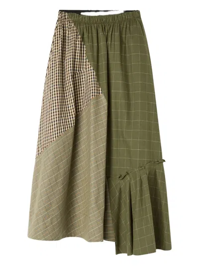 LEE MATHEWS CHECKED-PATTERN MIDI SKIRT