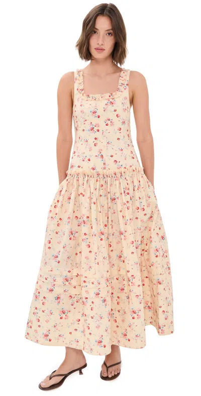 Lee Mathews Clarice Floral Dress Powder In Neutral