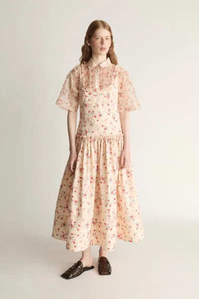 Lee Mathews Clarice Floral Dress In White