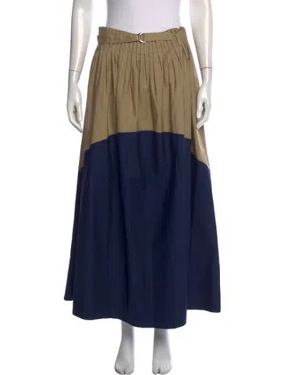 Pre-owned Lee Mathews Colorblock Pattern Long Skirt In Blue