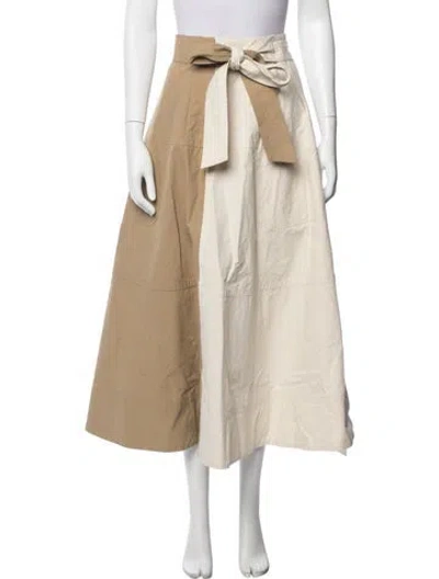 Pre-owned Lee Mathews Colorblock Pattern Long Skirt In Neutral