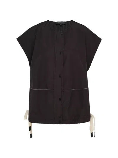 Lee Mathews Contrast-stitch Drawstring Top In Animal Print