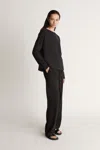 Lee Mathews Cotton Cashmere Ls Boxy Knit In Black