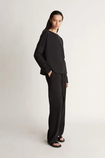 Lee Mathews Cotton Cashmere Ls Boxy Knit In Black