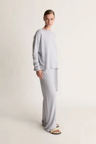 Lee Mathews Cotton Cashmere Ls Boxy Knit In Gray