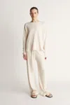 Lee Mathews Cotton Cashmere Ls Boxy Knit In Oat