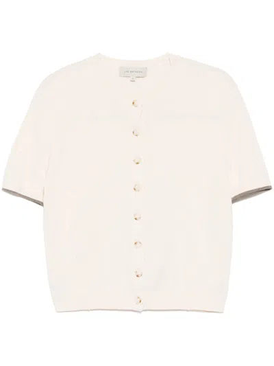 Lee Mathews Cotton Cashmere Short Sleeve Cardigan In Pink