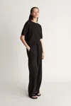 Lee Mathews Cotton Cashmere Wide Leg Pant In Black