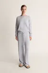 Lee Mathews Cotton Cashmere Wide Leg Pant In Gray