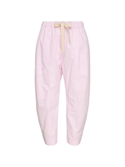 Lee Mathews Cotton-poplin Drawstring Trousers In Pink