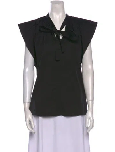 Pre-owned Lee Mathews Cowl Neck Short Sleeve Blouse In Black