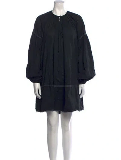 Pre-owned Lee Mathews Crew Neck Long Dress In Black