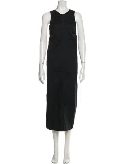 Pre-owned Lee Mathews Crew Neck Long Dress In Black