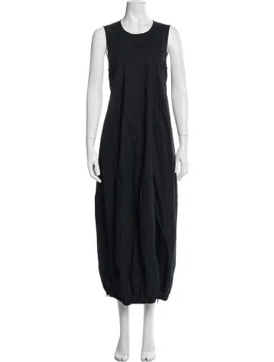 Pre-owned Lee Mathews Crew Neck Long Dress In Black