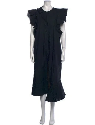 Pre-owned Lee Mathews Crew Neck Long Dress In Black