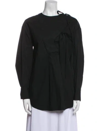 Pre-owned Lee Mathews Crew Neck Long Sleeve Blouse In Blue