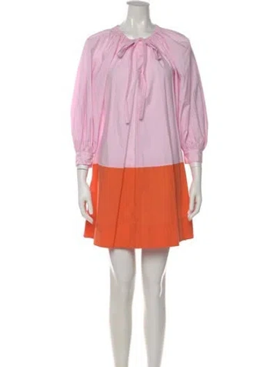Pre-owned Lee Mathews Crew Neck Mini Dress In Pink