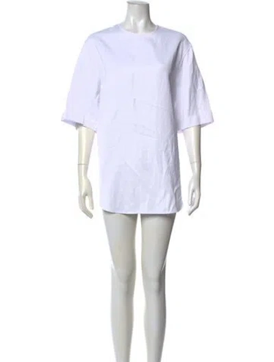 Pre-owned Lee Mathews Crew Neck Mini Dress In White