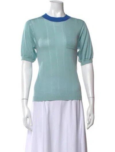 Pre-owned Lee Mathews Crew Neck Short Sleeve Top In Blue