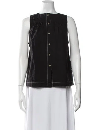 Pre-owned Lee Mathews Crew Neck Sleeveless Button-up Top In Black