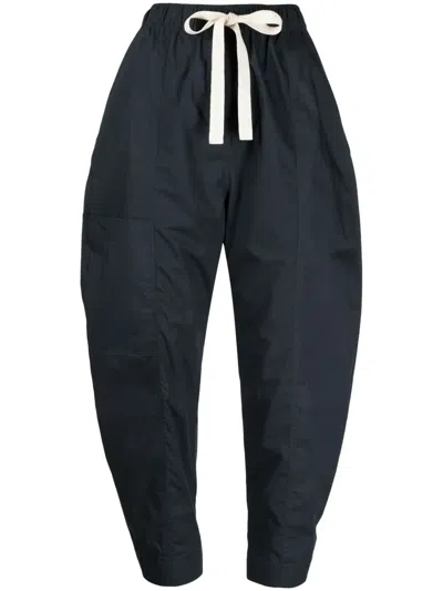 Lee Mathews Cropped Cotton Track Pants In Blue