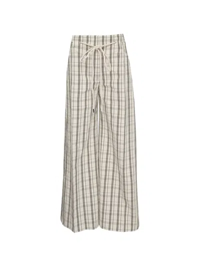 Lee Mathews Drawstring Check Trousers In Neutral