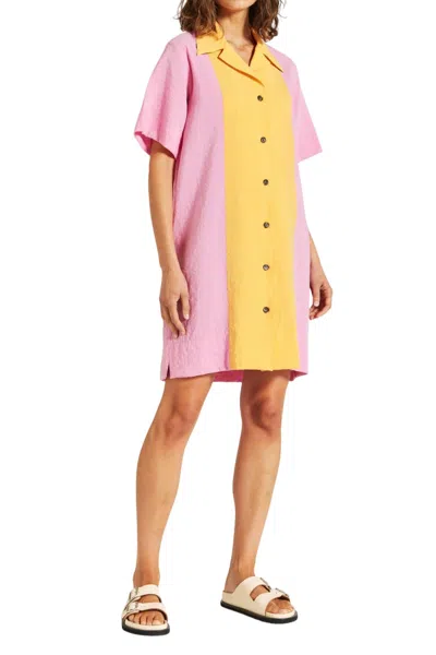 Lee Mathews Edie Mini Dress In Pink-marigold In Multi