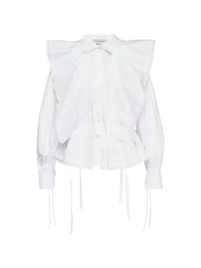 Lee Mathews Emilie Ruffled Pintuck Blouse In White