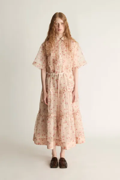 Lee Mathews Emily Organza Tiered Skirt In Pink