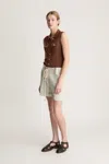 Lee Mathews Eve Sleeveless Cardigan In Brown