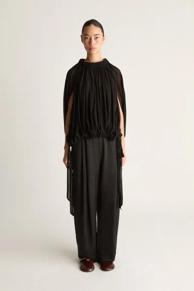 Lee Mathews Evelyn Georgette Blouse In Black
