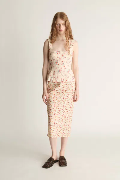 Lee Mathews Flora Silk Bias Skirt In Pink