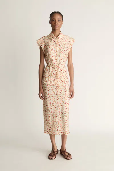 Lee Mathews Flora Silk Ss Shirt In Gray