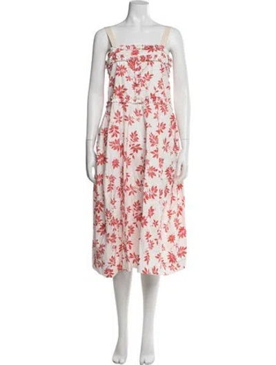 Pre-owned Lee Mathews Floral Print Long Dress In Multi