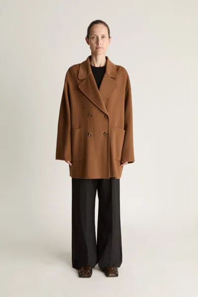 Lee Mathews Florentine Cashmere Pea Coat In Brown