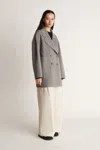 Lee Mathews Florentine Cashmere Pea Coat In Grey Marle