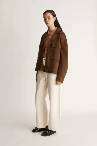 Lee Mathews Florentine Cashmere Worker Jacket In Pecan