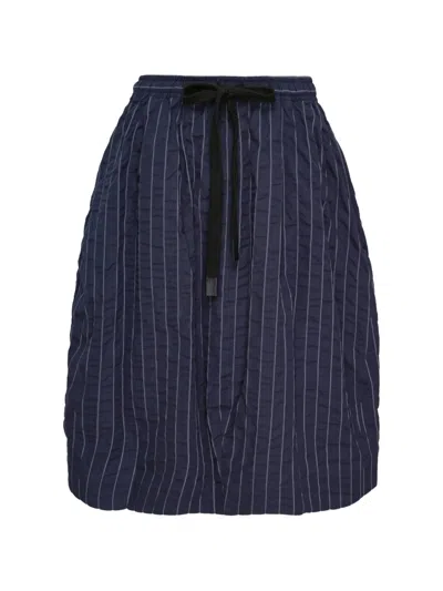 Lee Mathews Frances Pinstripe-pattern Skirt In Blue