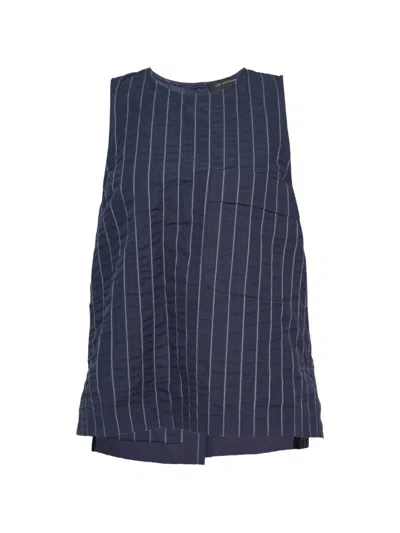 Lee Mathews Frances Pinstripe-pattern Tank Top In Blue