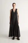 Lee Mathews Frida Pleated Dress In Black