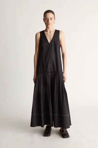 Lee Mathews Frida Pleated Dress In Black