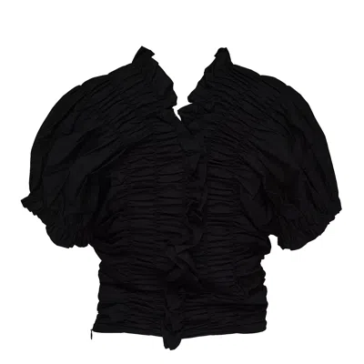 Lee Mathews Frida Ruched Top In Black